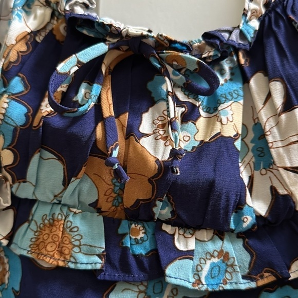 For Love & Lemons Sky Magnolia Mini Dress Floral print SzSmall in Shades of blue - Picture 6 of 12